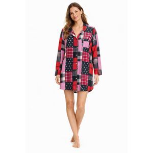 Victoria’s Secret Patchwork Plaid Sleep Shirt Nightgown Women’s Large Cotton